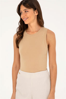 U. S. Polo Assn / Женская футболка без рукавов светло-коричневого цвета с круглым вырезом - U.s. polo assn фото 3