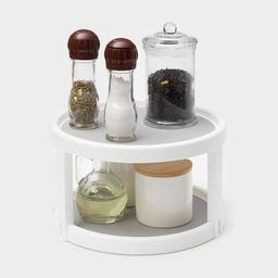 Органайзер для соусов и специй Griten, вращающийся, 2-х ярусный, с силиконовой вставкой, d=25 см, белая