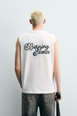 CAMISETA TANK RELAXED FIT BORDADO / Blanco - Zara фото 3