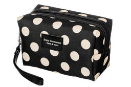 Косметичка - сумочка 18*8*10,5 см Черная в белый горошек, с ручкой - Elan gallery фото 3