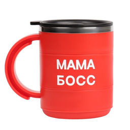 Термокружка Мама босс, 450 мл, сохраняет тепло 2 ч, красная