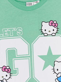 Bisiklet Yaka Hello Kitty Bask?l? K?z ?ocuk Ti??rt