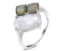 Кольцо, лабрадорит , лунный камень, Ралинда