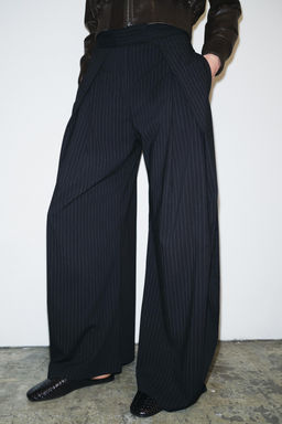 ZW COLLECTION WIDE-LEG PINSTRIPE TROUSERS - Zara фото 2