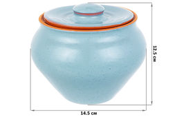 Набор 2 горшков 0,9 л 14,5*14,5*12,5 см "TerraCotta" с крышкой для запекания голубой