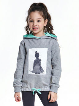 Толстовка с капюшоном UD 7367 серый/бирюза