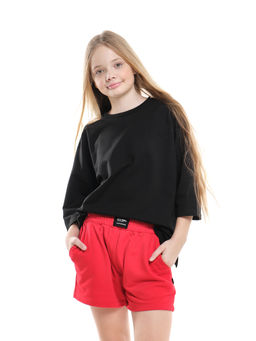 Шорты для девочки подростковые 22-7634 красный - Mini maxi фото 5