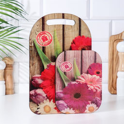 Набор деревянная разделочная доска и подставка под горячее с декором №1 29,25х18,75х1,1 см