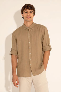 Мужская рубашка цвета хаки с длинным рукавом - U.s. polo assn фото 12