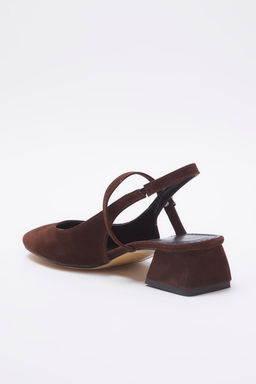 Trendyol Shoes Koyu Kahverengi Suet Mary Jane Blok Topuklu Sandalet TAKSS25TO00075 - Trendyolmilla фото 11