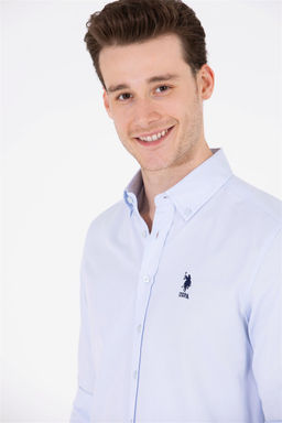 Мужская голубая базовая рубашка с длинным рукавом - U.s. polo assn фото 10