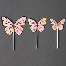 Набор для украшения Девушка с бабочками, набор 7 шт., цвет розовый - Страна карнавалия фото 3