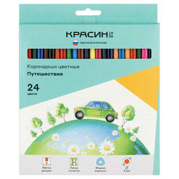 Карандаши Красин "Путешествия" 24цв., трехгранные (КР-240800) в карт. уп.
