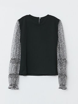 Bisiklet Yaka Bask?l? Uzun Kollu K?z ?ocuk Sweatshirt - Waikiki фото 2