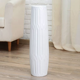 Ваза напольная «Данте», геометрия, 13×60 см, керамика, белая