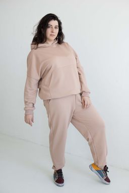 285 Костюм с толстовкой плюссайз, беж