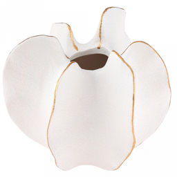 Ваза керамическая "Карамбола" 320мл, 13,2х13см h12,5см, д/горла - 3,3см, фактурный глянец, цвет - белый с золотом, в коробке (Китай)