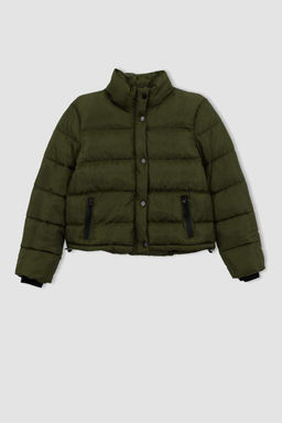 Водоотталкивающая ветрозащитная укороченная куртка-пуховик DeFactoFit стандартного кроя  фото 6