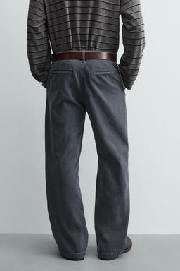 PANTAL?N ESTRUCTURA ALGOD?N LAVADO / ?ndigo claro - Zara фото 3