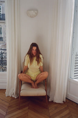 CAMISETA MEZCLA ALGOD?N BOTONES / Amarillo - Zara фото 4