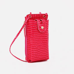 Сумка на магните, с длинным ремнём, однотонная, 10×2.5×20 см, розовая