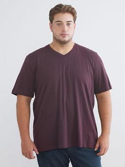 B?y?k Beden V Yaka Penye Erkek Ti??rt