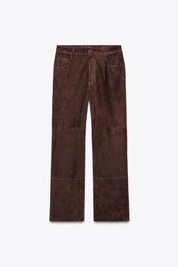 ZW COLLECTION LIMITED EDITION 100% SUEDE TROUSERS - Zara фото 6