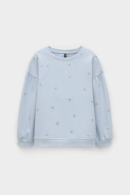 КР 302710-1/голубой,любимые ромашки к563 джемпер (свитшот) для дев