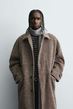 COAT WITH FAUX FUR WOOL BLEND