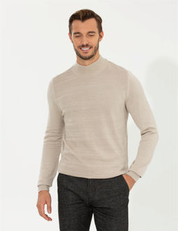 Kum Melanj Slim Fit Yar_m Bal_k__ Yaka Triko Kazak - Pierre cardin фото 4