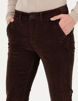 Koyu Kahverengi Slim Fit Kanvas Pantolon
