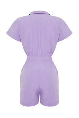 TRENDYOLMILLA Siyah Beli Lastikli Genis Paca Mini Dokuma Tulum TWOSS22TU0014  фото 14