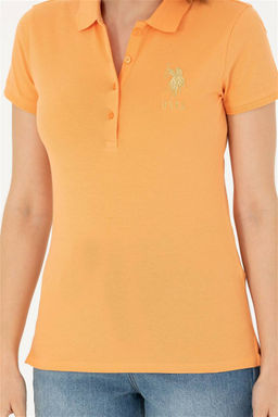 Женская оранжевая базовая футболка с воротником-поло Неожиданная скидка в корзине - U.s. polo assn фото 6