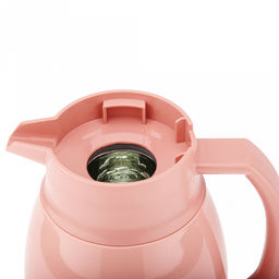 Термос-кувшин пластмассовый корпус, узкое горло Пастель д13,5см h29,5см, пудровый, стеклянная колба 1,6л, кнопка-клапан (Китай) - Домашняя мода фото 3