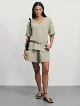 Рубашка из муслина с V-образным вырезом / Zarina  фото 2