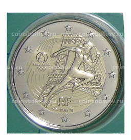 Монета 2 евро 2021 года Франция  XXXIII летние Олимпийские игры, Париж 2024 (в зеленом блистере)