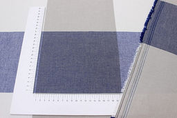 Вареный (стираный) хлопок Крупная клетка цв.синий/бежевый, ш.2.50м, хлопок-100%, 115гр/м.кв - Купава фото 3