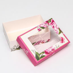 Цена за 5 шт. Коробка складная, с окном Весенние пионы 21?15?7 см