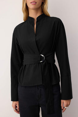 Siyah Kusakl? Onu C?tc?tl? Ayarlanabilir Gomlek TWOAW26GO00067