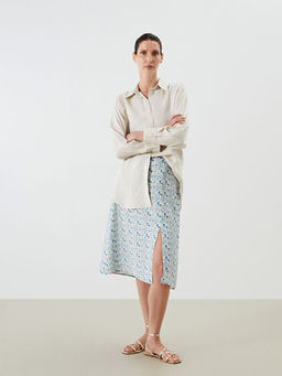 Beli Lastikli ?i?ekli Y?rtma?l? Etek