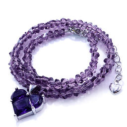 Бусы с сердечком чокер граненные из искуственного Хрусталя аметист