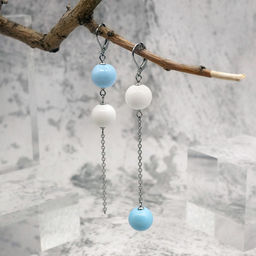 Серьги из муранского стекла LS3350/голубой,белый