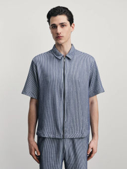 Рубашка в полоску на молнии / Zarina  фото 3