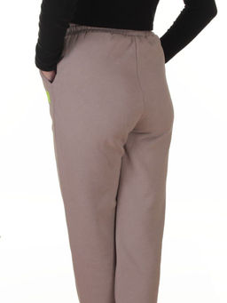 2617 GRAY/BEIGE Брюки спортивные утепленные женские (85% хлопок, 10% полиэстер, 5% спандекс)