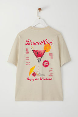 TRENDYOLMILLA Tas On ve Arka Bask?l? Oversize/Genis Kal?p Orme T-Shirt TWOSS25TS00123 фото 6