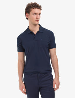 Lacivert Regular Fit %100 Pamuk K_vr_lmaz Polo Yaka Basic Ti__rt