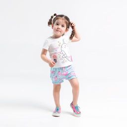 CRB wear/CSNG 90029-21-280 Комплект для девочки (футболка, шорты), экрю/Ex.Cherubino
