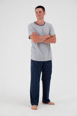 Пижама мужская из футболки с коротким рукавом и брюк из кулирки Генри синий - Амадэль фото 4