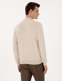 Krem Slim Fit Yar_m Bal_k__ Yaka Triko Kazak - Pierre cardin фото 5