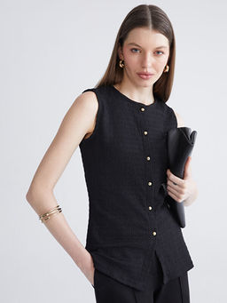 Bisiklet Yaka Dokulu Bluz